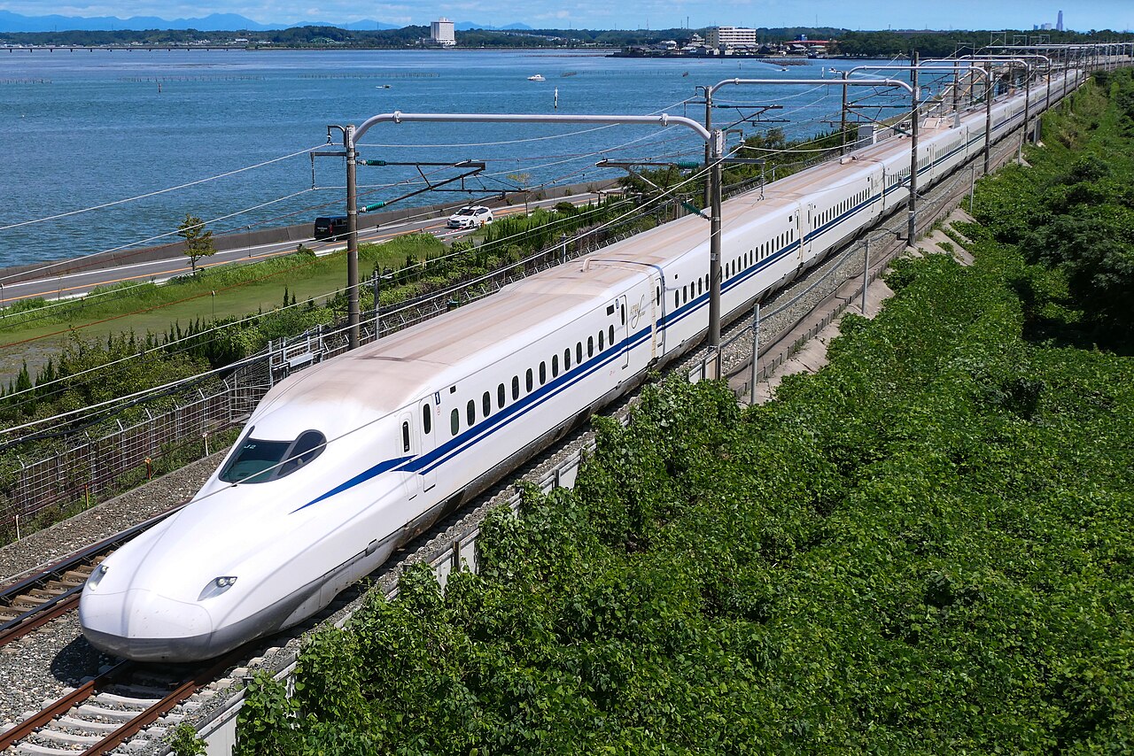 N700S Shinkansen at a platform.
