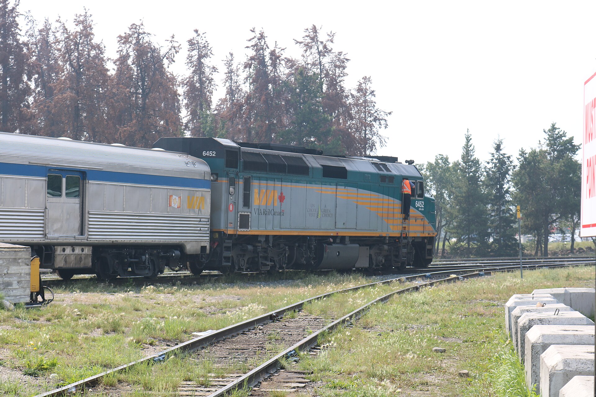 A VIA Rail train crossing the Canadian landscape.