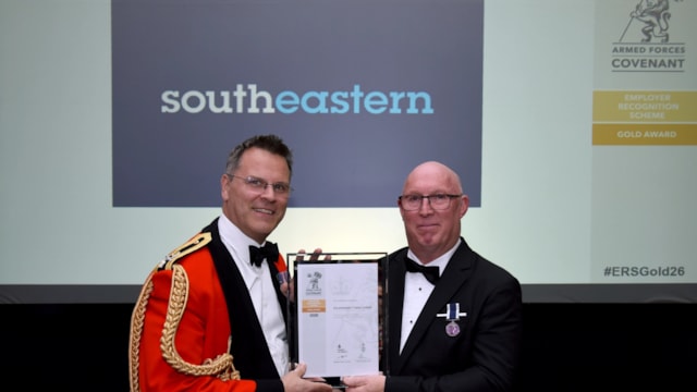 Southeastern achieves top Ministry of Defence recognition for supporting veterans, reservists and military families